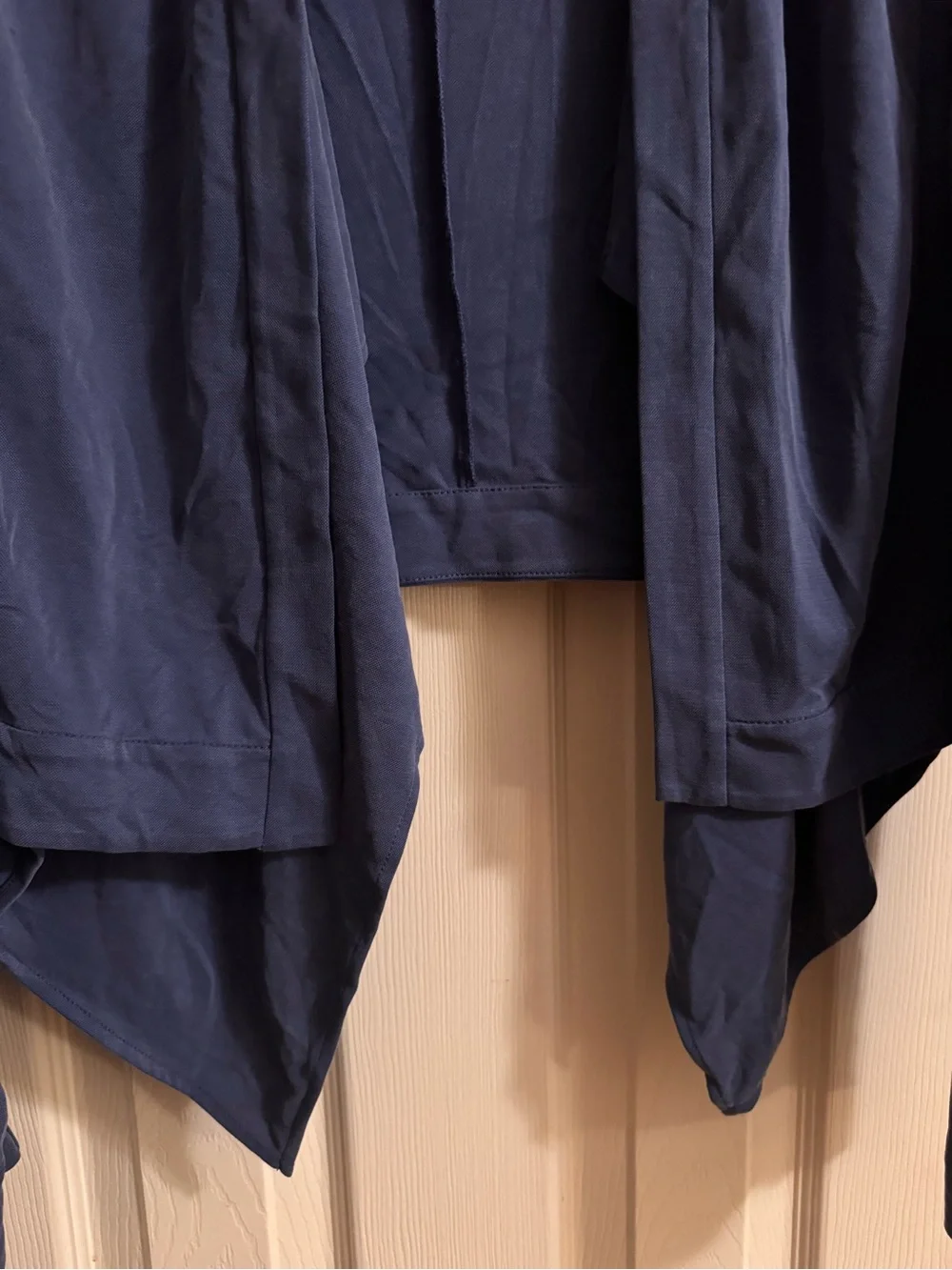 BCBGMaxAzria Navy Open-Front Draped Blazer